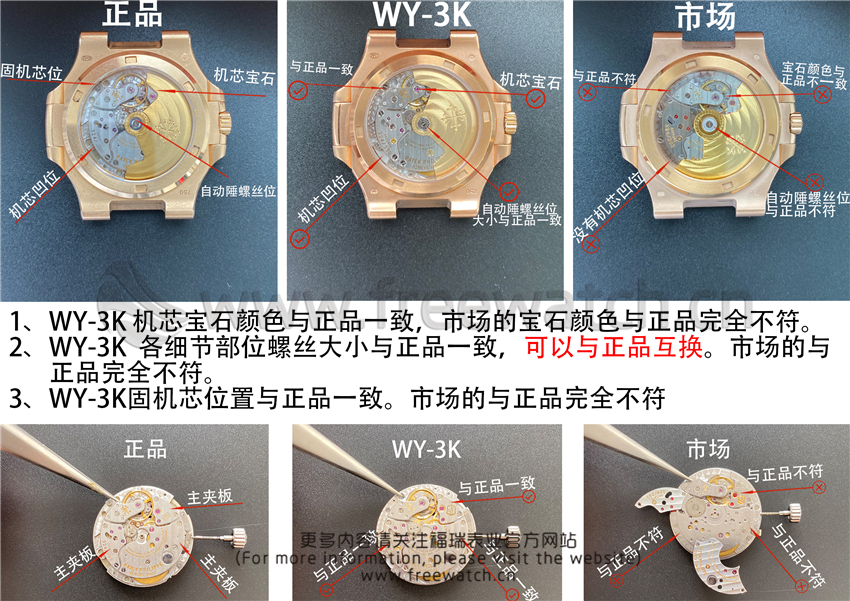 WY-3K厂百达翡丽鹦鹉螺玫瑰金5711与正品对比评测-第8张
